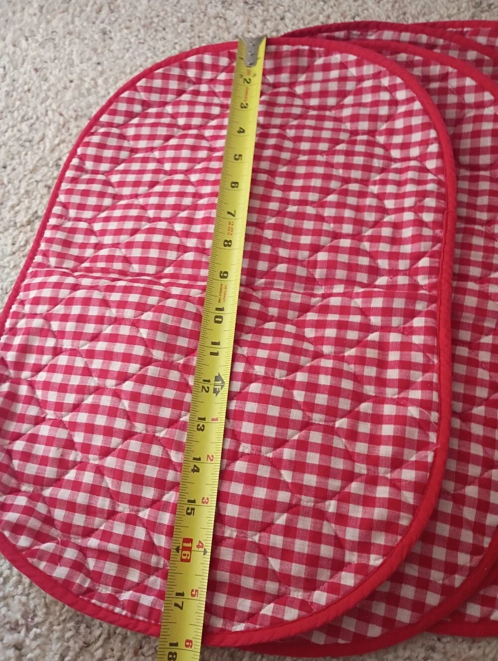 Vintage, Red Floral Quilted Placemat Set